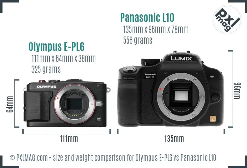 Olympus E-PL6 vs Panasonic L10 size comparison
