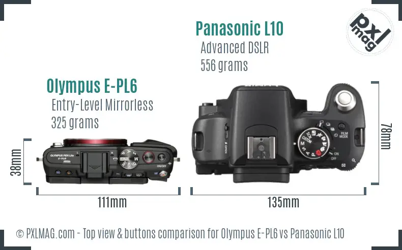 Olympus E-PL6 vs Panasonic L10 top view buttons comparison