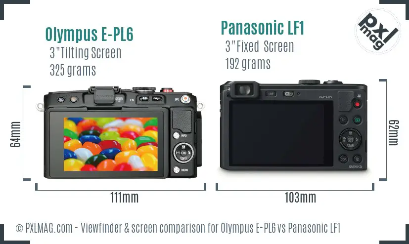Olympus E-PL6 vs Panasonic LF1 Screen and Viewfinder comparison