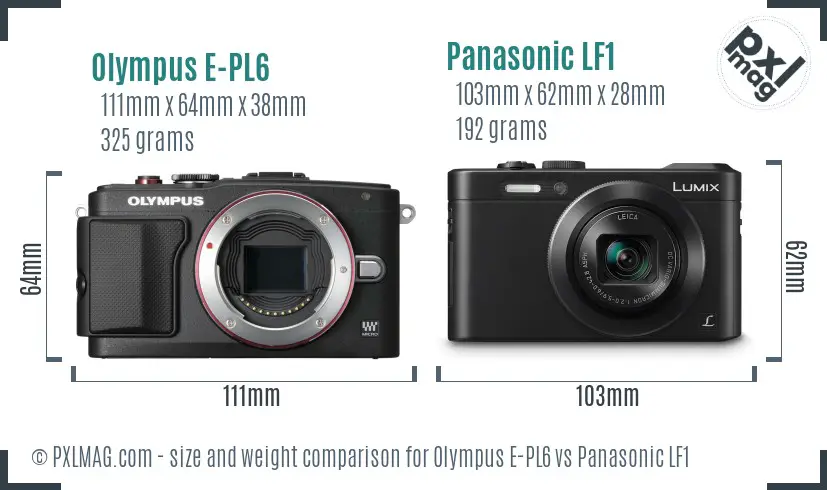 Olympus E-PL6 vs Panasonic LF1 size comparison