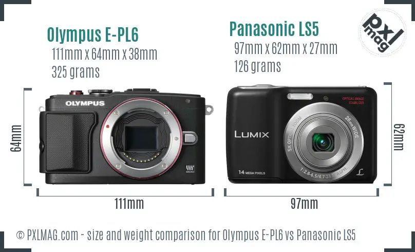 Olympus E-PL6 vs Panasonic LS5 size comparison