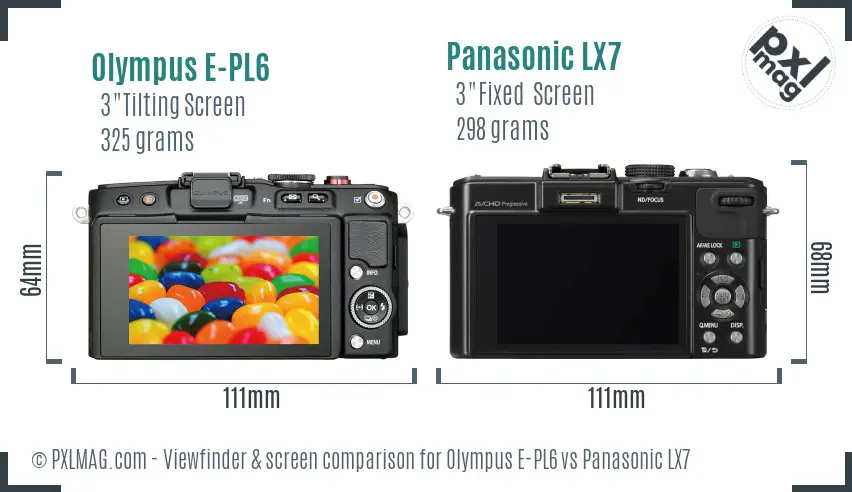 Olympus E-PL6 vs Panasonic LX7 Screen and Viewfinder comparison