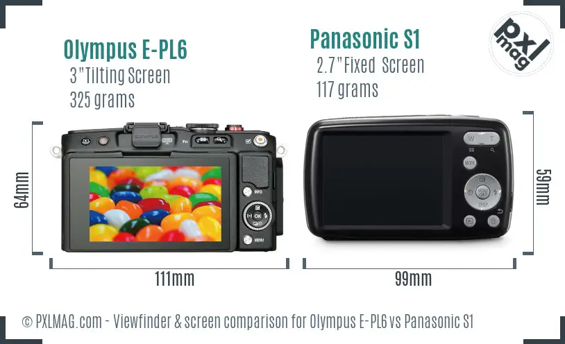 Olympus E-PL6 vs Panasonic S1 Screen and Viewfinder comparison