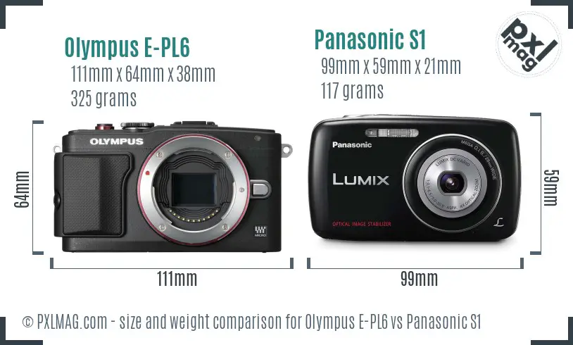 Olympus E-PL6 vs Panasonic S1 size comparison