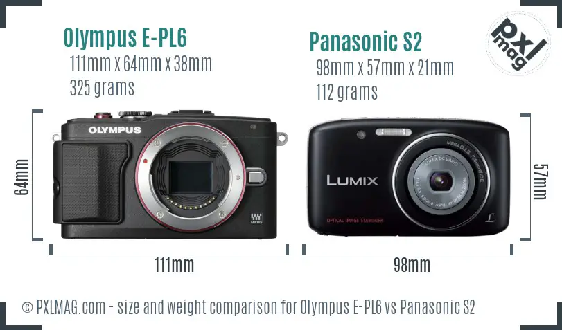 Olympus E-PL6 vs Panasonic S2 size comparison
