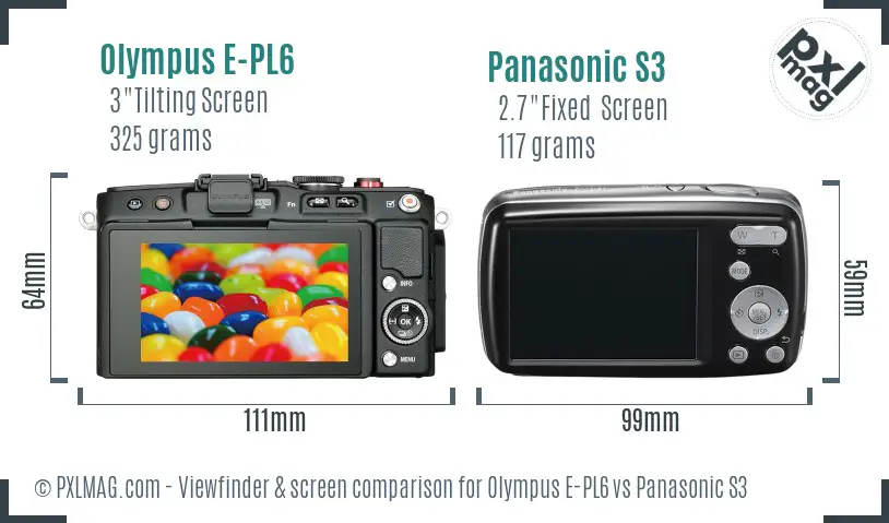 Olympus E-PL6 vs Panasonic S3 Screen and Viewfinder comparison