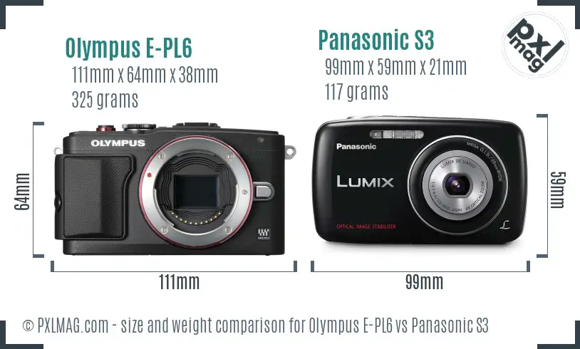 Olympus E-PL6 vs Panasonic S3 size comparison