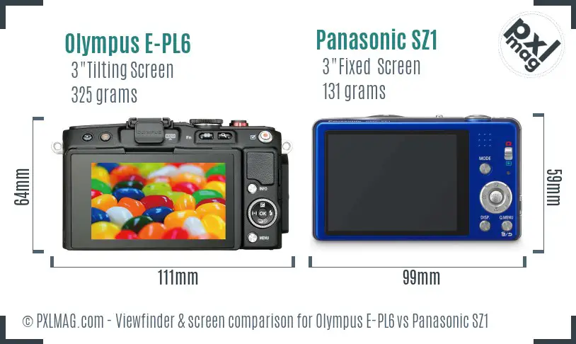 Olympus E-PL6 vs Panasonic SZ1 Screen and Viewfinder comparison