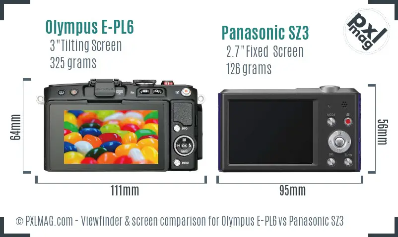 Olympus E-PL6 vs Panasonic SZ3 Screen and Viewfinder comparison