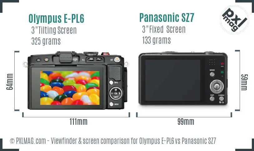 Olympus E-PL6 vs Panasonic SZ7 Screen and Viewfinder comparison