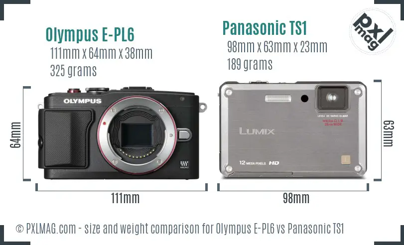Olympus E-PL6 vs Panasonic TS1 size comparison