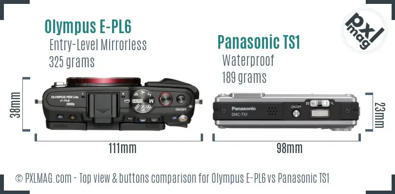 Olympus E-PL6 vs Panasonic TS1 top view buttons comparison