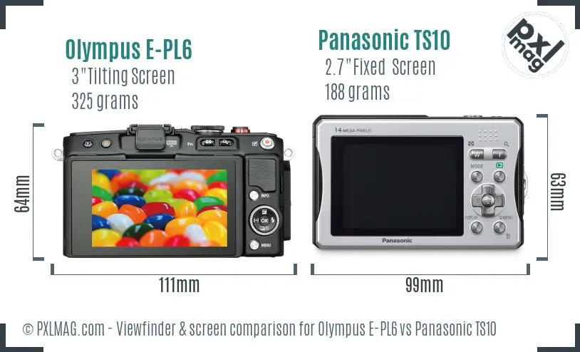 Olympus E-PL6 vs Panasonic TS10 Screen and Viewfinder comparison