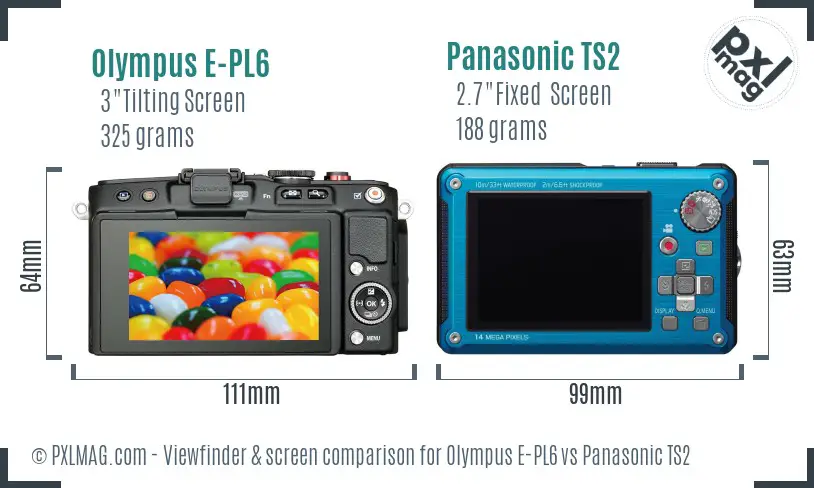 Olympus E-PL6 vs Panasonic TS2 Screen and Viewfinder comparison