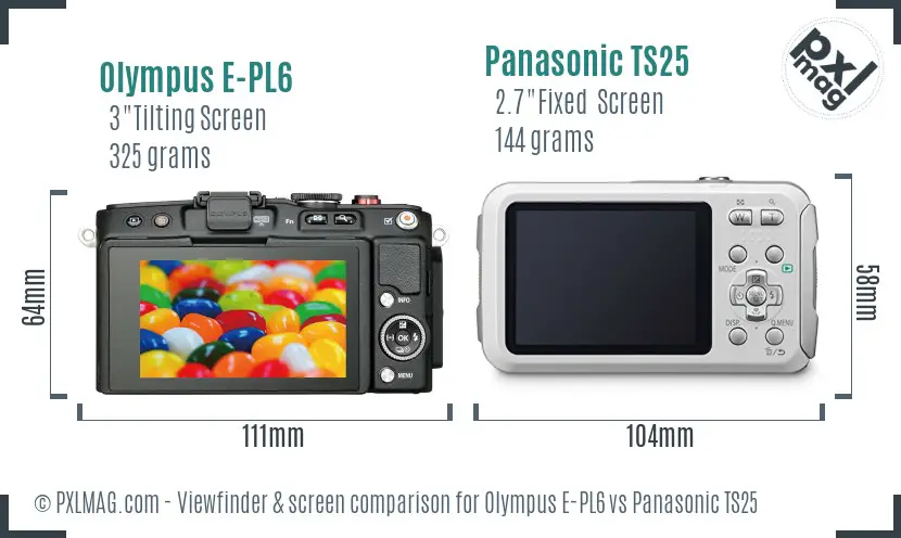 Olympus E-PL6 vs Panasonic TS25 Screen and Viewfinder comparison
