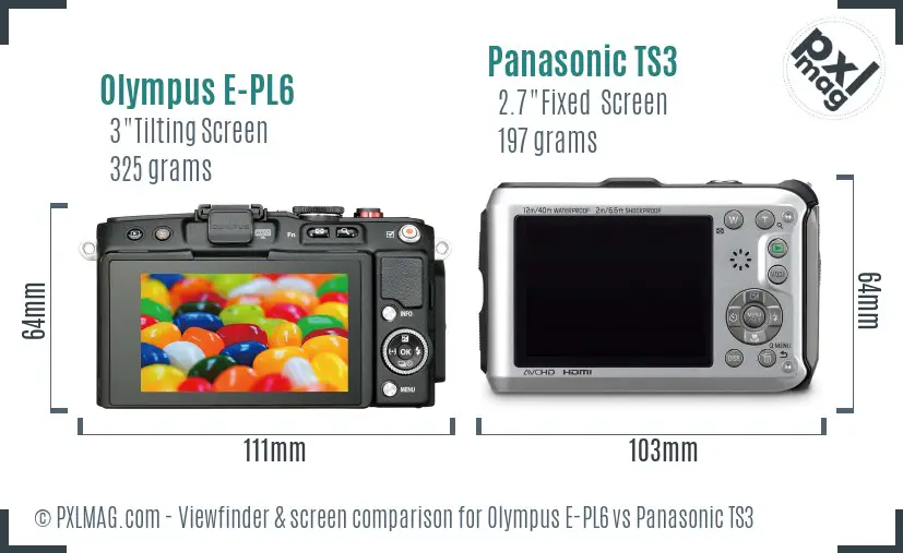Olympus E-PL6 vs Panasonic TS3 Screen and Viewfinder comparison