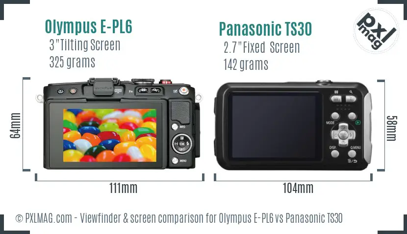 Olympus E-PL6 vs Panasonic TS30 Screen and Viewfinder comparison
