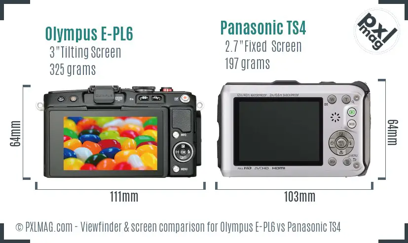 Olympus E-PL6 vs Panasonic TS4 Screen and Viewfinder comparison