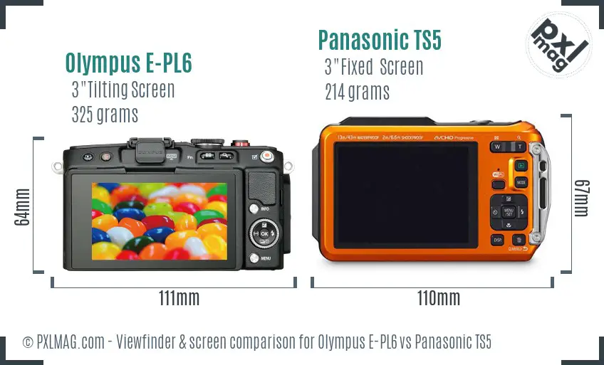 Olympus E-PL6 vs Panasonic TS5 Screen and Viewfinder comparison