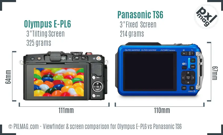 Olympus E-PL6 vs Panasonic TS6 Screen and Viewfinder comparison