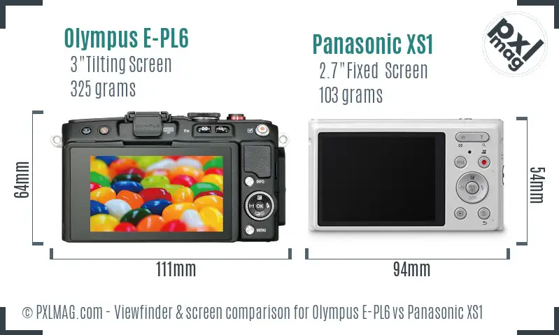 Olympus E-PL6 vs Panasonic XS1 Screen and Viewfinder comparison
