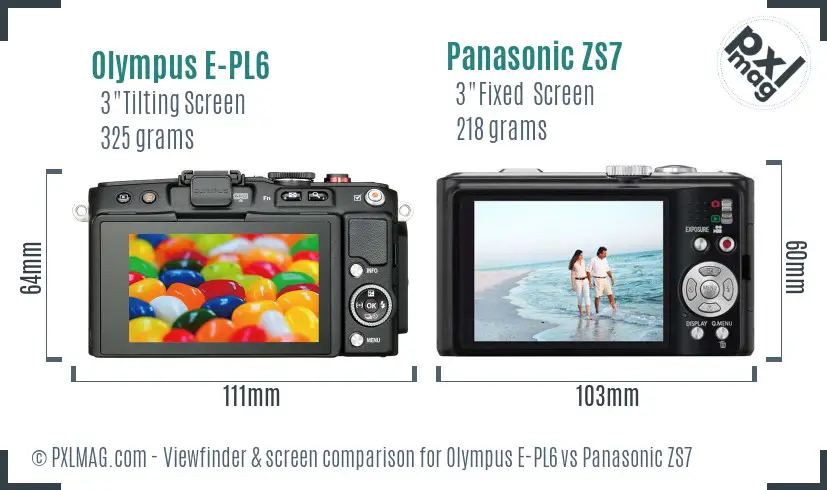 Olympus E-PL6 vs Panasonic ZS7 Screen and Viewfinder comparison