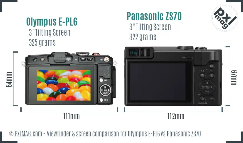 Olympus E-PL6 vs Panasonic ZS70 Screen and Viewfinder comparison