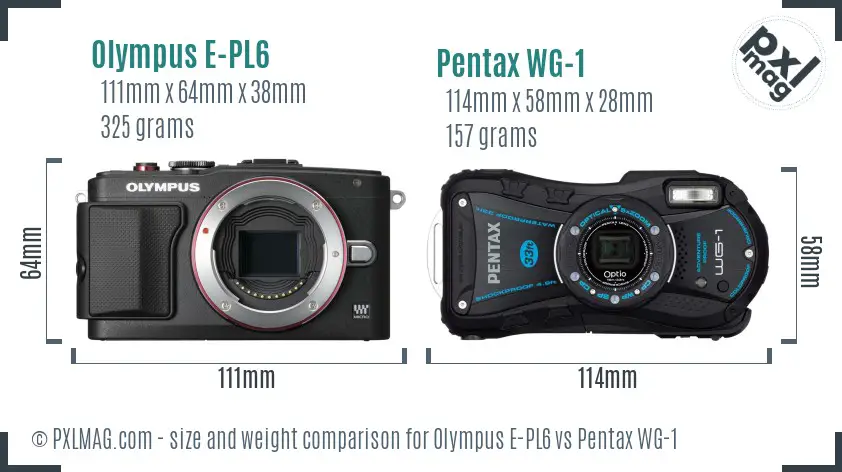 Olympus E-PL6 vs Pentax WG-1 size comparison