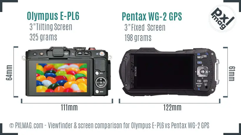 Olympus E-PL6 vs Pentax WG-2 GPS Screen and Viewfinder comparison