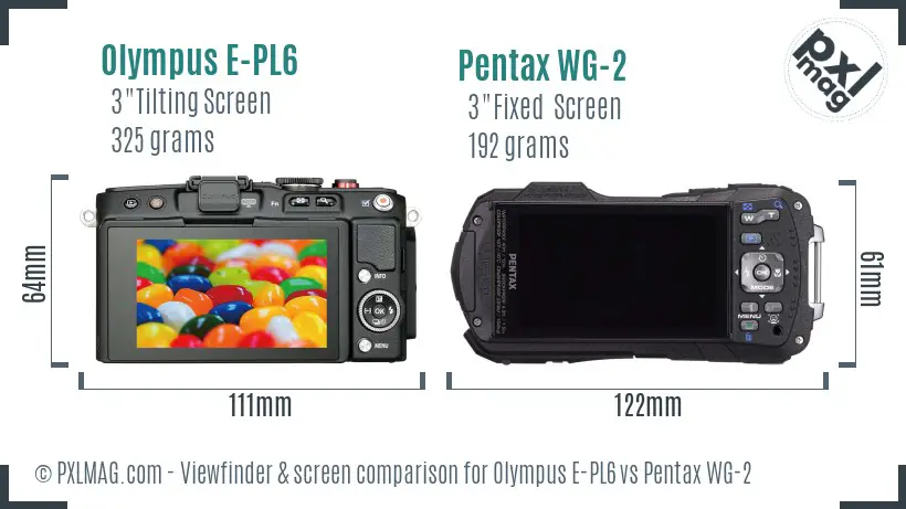 Olympus E-PL6 vs Pentax WG-2 Screen and Viewfinder comparison