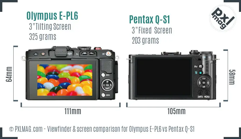 Olympus E-PL6 vs Pentax Q-S1 Screen and Viewfinder comparison