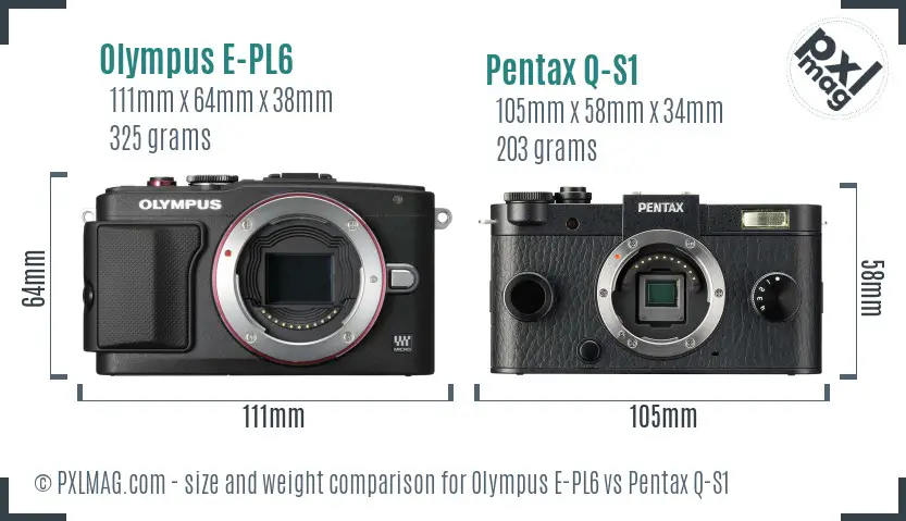 Olympus E-PL6 vs Pentax Q-S1 size comparison