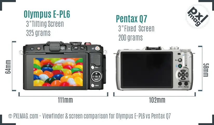 Olympus E-PL6 vs Pentax Q7 Screen and Viewfinder comparison