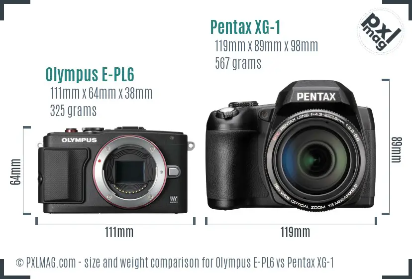 Olympus E-PL6 vs Pentax XG-1 size comparison