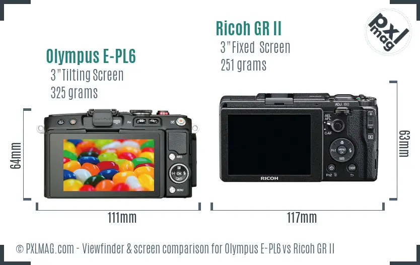 Olympus E-PL6 vs Ricoh GR II Screen and Viewfinder comparison Olympus E-PL6 vs Ricoh GR II Screen and Viewfinder comparison