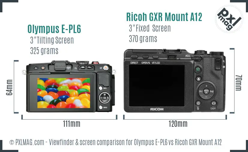 Olympus E-PL6 vs Ricoh GXR Mount A12 Screen and Viewfinder comparison