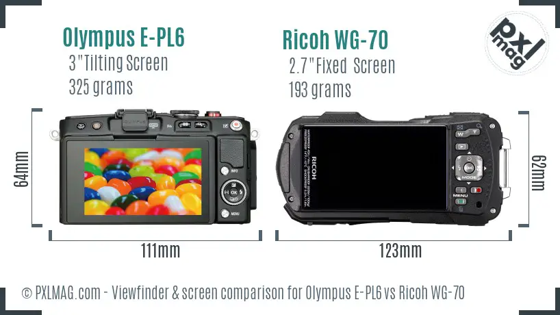 Olympus E-PL6 vs Ricoh WG-70 Screen and Viewfinder comparison Olympus E-PL6 vs Ricoh WG-70 Screen and Viewfinder comparison