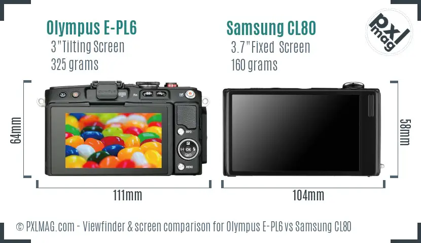 Olympus E-PL6 vs Samsung CL80 Screen and Viewfinder comparison