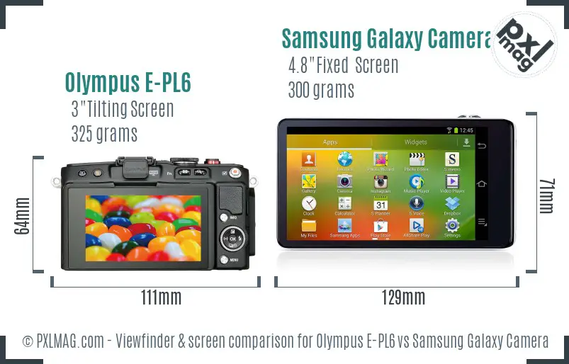 Olympus E-PL6 vs Samsung Galaxy Camera Screen and Viewfinder comparison Olympus E-PL6 vs Samsung Galaxy Camera Screen and Viewfinder comparison