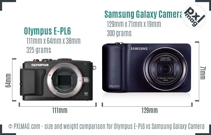 Olympus E-PL6 vs Samsung Galaxy Camera size comparison Olympus E-PL6 vs Samsung Galaxy Camera size comparison