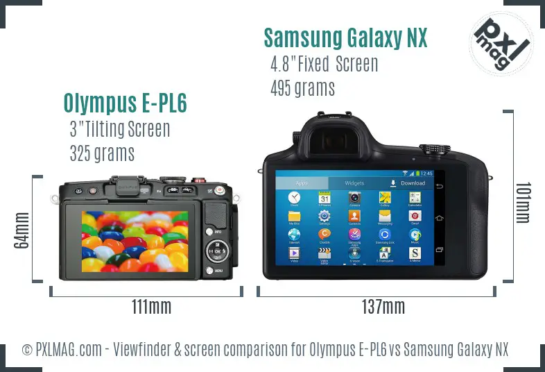 Olympus E-PL6 vs Samsung Galaxy NX Screen and Viewfinder comparison