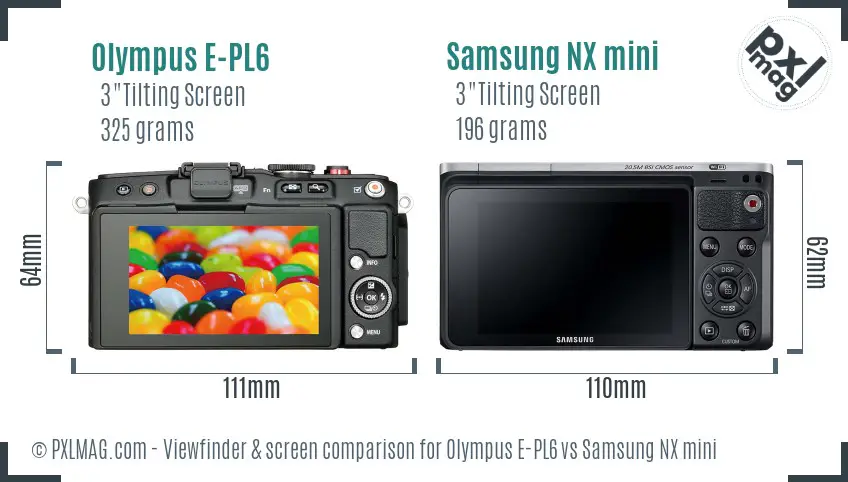 Olympus E-PL6 vs Samsung NX mini Screen and Viewfinder comparison
