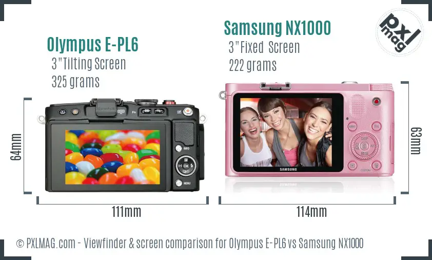 Olympus E-PL6 vs Samsung NX1000 Screen and Viewfinder comparison