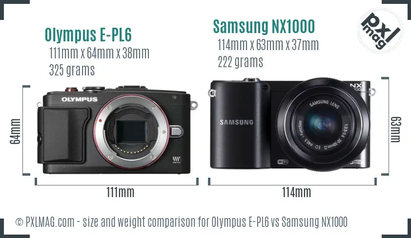 Olympus E-PL6 vs Samsung NX1000 size comparison