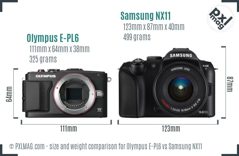 Olympus E-PL6 vs Samsung NX11 size comparison