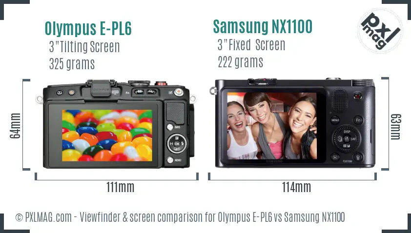 Olympus E-PL6 vs Samsung NX1100 Screen and Viewfinder comparison