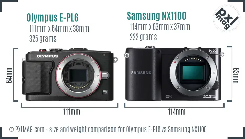 Olympus E-PL6 vs Samsung NX1100 size comparison