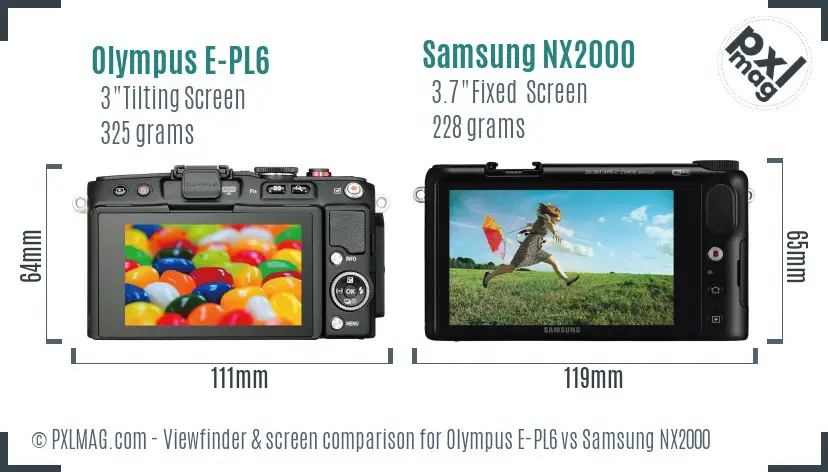 Olympus E-PL6 vs Samsung NX2000 Screen and Viewfinder comparison