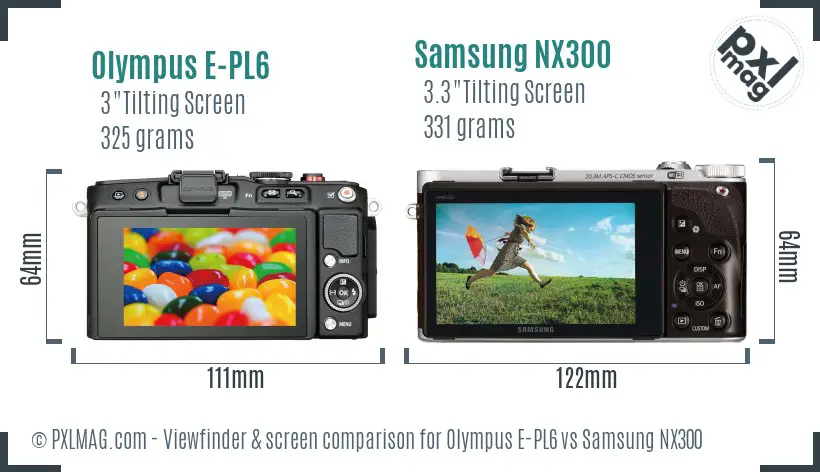 Olympus E-PL6 vs Samsung NX300 Screen and Viewfinder comparison