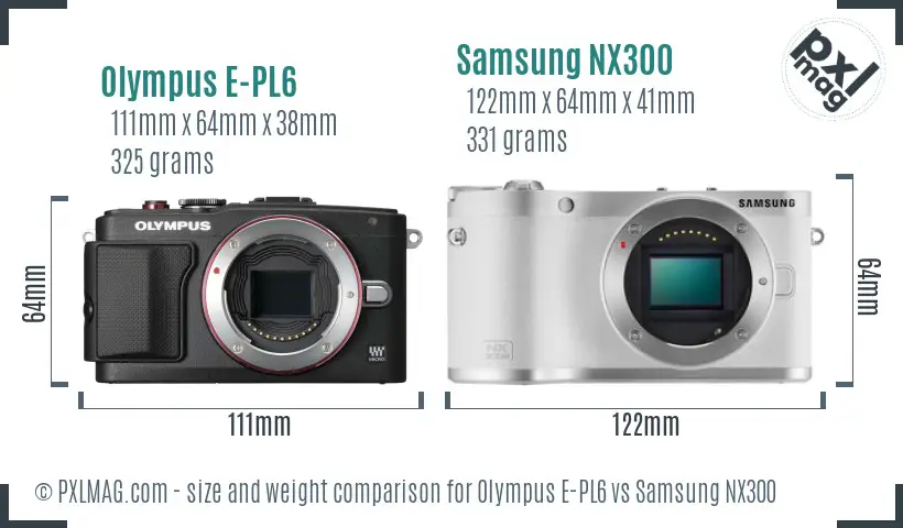 Olympus E-PL6 vs Samsung NX300 size comparison